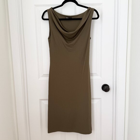 Women BCBGmaxazria Cowl Neck Cocktail Mini Dress in Moss Green Size Medium - Picture 1 of 6